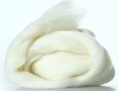 2-Dye-4  Soft 4oz UN-DYED 64 COUNT MERINO WOOL TOP Fiber SPINNING Felting Roving - Image 1 of 2