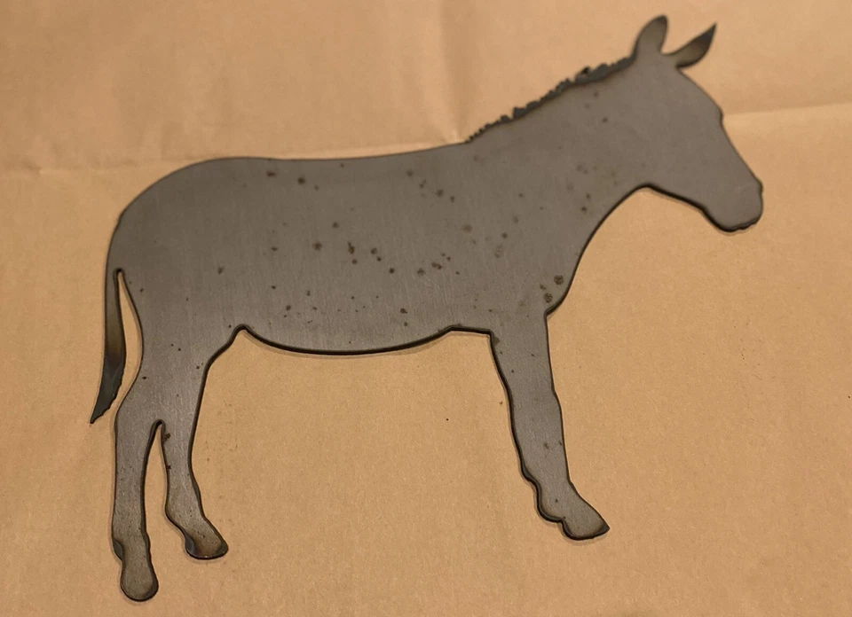 14g steel donkey silhouette Rustic Look Clear coated. 11x9 Inch - Изображение 1 из 1