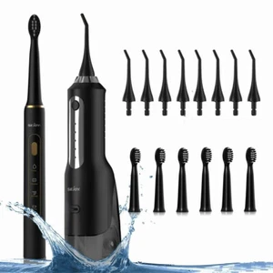 SEJOY Sonic Electric Toothbrush and Water Dental Flosser Oral Teeth Cleaner Set - Picture 1 of 14