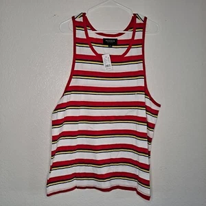 NEW Mens Pacsun Red/White/Blue/Yellow Striped Tank Top Shirt Medium Large - Picture 1 of 4