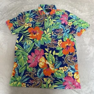 Ralph Lauren Mens Japanese Dragon Colourful Cotton Polo Shirt Multicolour Size M - Picture 1 of 15