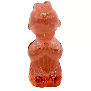 Bookend Praying Girl VIKING Clear Light PINK Art Glass Vintage Figurine - Picture 1 of 17