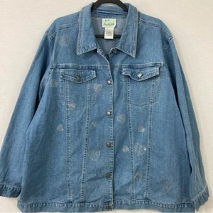 Quacker Factory Blue Medium Wash Embellished Button Denim Jacket size 2X - Picture 1 of 10