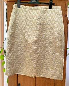 J CREW WOMENS GOLD AND SILVER LINED SKIRT (SIZE 16) - Picture 1 of 7
