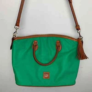 DOONEY & BOURKE - würzig beschichtete Baumwollstoff-Schultasche kellygrün + honigfarbenes Leder - Bild 1 von 17
