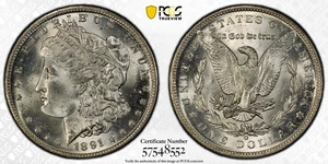 1891-O PCGS MS64 Morgan Silver Dollar Blast White PQ - Picture 1 of 4