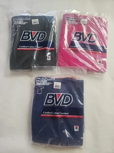 2 VTG Dead Stock 1988 BVD Pocket T Shirts Black Blue 100% Combed Cotton Zs L - Picture 1 of 14