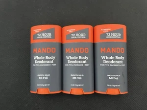 3x MANDO Whole Body Deodorant MT FUJI Smooth Solid 2.6 oz EACH - NEW - Picture 1 of 2