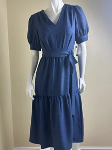 $129 DKNY Women’s Navy belted Dress Sz 4. (B.151) - Picture 1 of 6