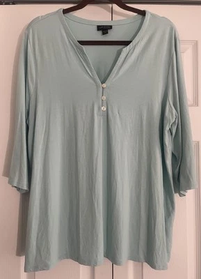 Женский топ блузка рубашка J. Jill Wearever Collection размер XLP зеленый Henley - Изображение 1 из 4