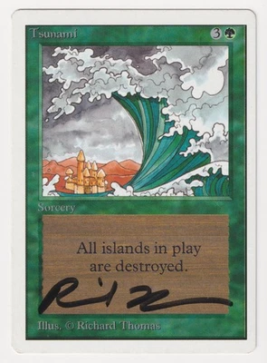Signed Tsunami HP/DMG Unlimited Edition Artist Richard Thomas 1993 MTG Magic EDH - Image 1 of 2