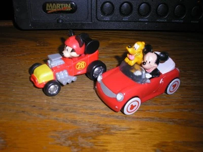 NICE Vintage Lot of 2 Disney Mickey Mouse Plastic Hot Rod Cars Free SHIPPING - Image 1 of 4