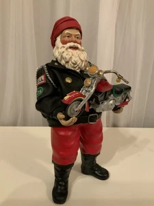VTG 2000 Clothtique Possible Dreams #713229 Biker Santa Holding Motorcycle Gift - Picture 1 of 20