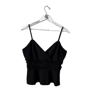 Top MI AMI Negro Volantes Peplum Cami - Talla Grande - Imagen 1 de 5