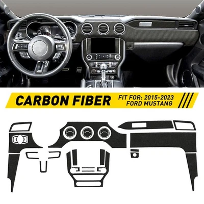 30Pcs Carbon Fiber Car Interior Trim Cover Black Fits for 2015-2023 Ford Mustang - Image 1 of 4