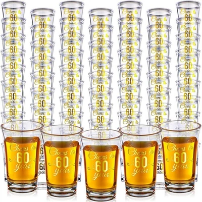 100 Pcs 60Th Gold Birthday Shot Glasses Bulk, 1.4Oz Cheers to 60 Years Shot Glas - Изображение 1 из 4