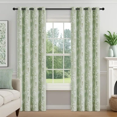 FMFUNCTEX 100% Blackout Floral 50"W x 84"L (Pack de 2), Flor | Verde  Foto 1 de 4