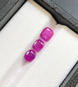 1.80 Cts Natural Ruby Pinkish Red Color 3 Piece ruby gemstone From Afghanistan - Picture 1 of 12