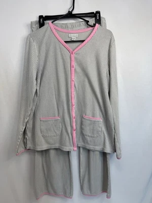 Juego de pijama manga larga a rayas gris/blanco/rosa Celestial Dreams para mujer, L Foto 1 de 4