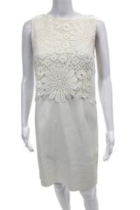Catherine Catherine Malandrino Womens Crochet Sleeveless Dress White Size 2 - Picture 1 of 6