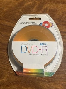Paquete de 15 discos CD-R Memorex música colores fríos 16x 4,7 GB 120 min nuevo - Imagen 1 de 4
