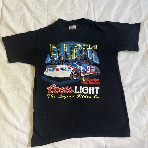 Vintage Bill Elliott Shirt Men Large Black Tee Single Stitch USA Nascar Racing Cover