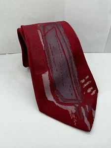 Murano Men’s Tie Red Woven Abstract 100% Silk Hand Made USA - Picture 1 of 6