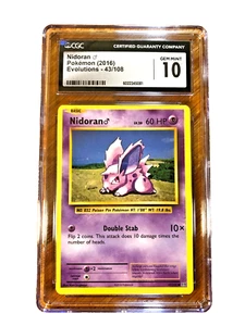 Nidoran Regular Common #43 - CGC GEM MINT 10 - 2016 XY Evolutions - Pokemon TCG - Picture 1 of 3