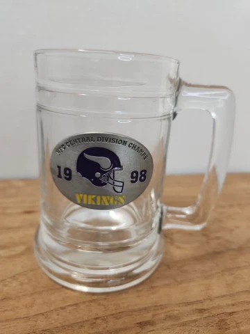 RARE 1998 NFL Minnesota Viking NFC Central Division Champs Glass Beer Mug 5.25" Cover