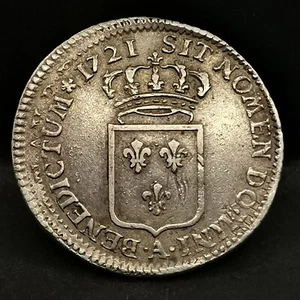 1/3 ECU FROM FRANCE SILVER LOUIS XV 1721 IN PARIS 29mm 8.05g FRANCE / SILVER - Picture 1 of 2