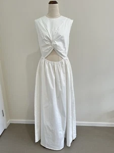 Dissh Sz 12 Sleeveless Elastic Waist Cut Out Front Pockets Slit Cotton Dress - Picture 1 of 11