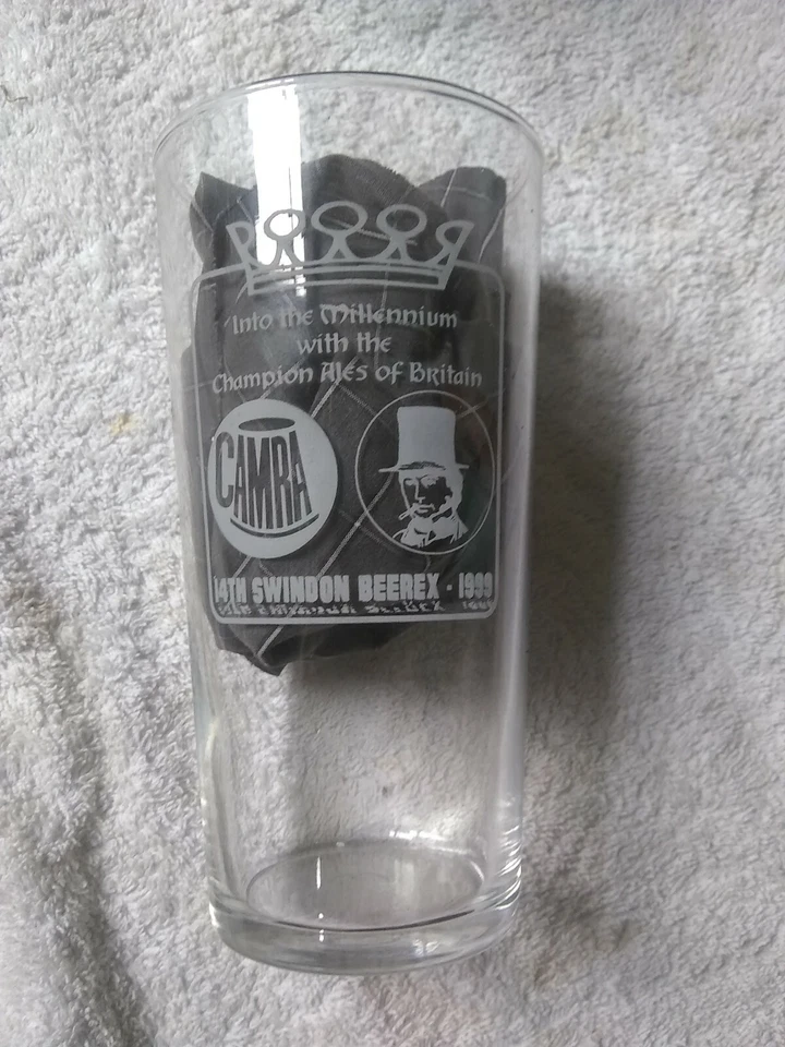 VINTAGE GLASS PINT CAMRA BEEREX 1999 SWINDON GOVERNMENT STAMPED - Image 1 of 1