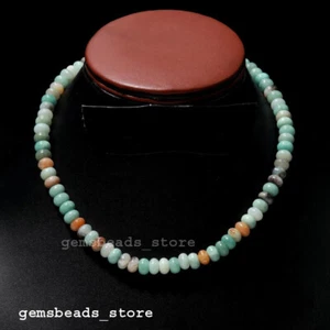 "Collar suave de plata esterlina 925, A+ de piedras preciosas amazonita de curación de 7-8 mm 18" - Imagen 1 de 9
