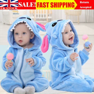 Baby Boy Blue Stitch Warm Halloween Fancy Party Costume Coverall Outfit Unisex!