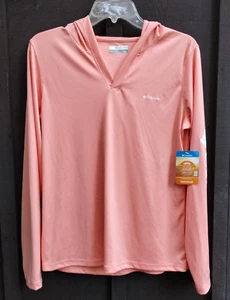 Columbia Hooded Sports Pullover L/S Top Sz M Orange Omni Shade Medium NWT $60 - Picture 1 of 16