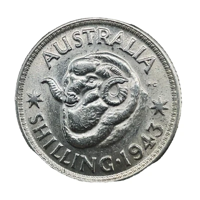 1943-M Australian  Shilling George VI - 0.925 Silver Coin KM# 39 - Image 1 of 4