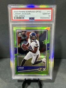 Panini Donruss Optic #11 Lamar Jackson 2020 verde lima/35 PSA 10 POP 1 - Imagen 1 de 3