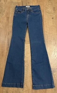 Free People Jeans Size 28 (measures 26”) Medium Wash Mid Rise Flared Stretch - Picture 1 of 7