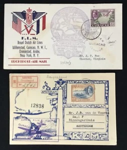 CURACAO 1943/46 -3 x COVER / CARD -SPEC FLIGHT KLM -F/VF - Picture 1 of 2