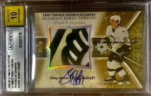 2005-06 ULTIMATE DEBUT THREADS SIDNEY CROSBY PATCH AUTO 3 COLORI #1/10 BGS 10 - Foto 1 di 4