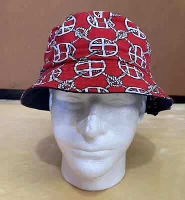 Sombrero de cubo reversible HUF rojo náutico y azul marino con cordón ajustable sistema operativo unisex Foto 1 de 4