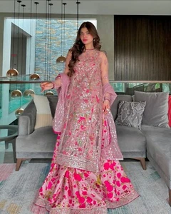 ABITO INDIANO ABITO ANARKALI BOLLYWOOD PAKISTANO ABITO DA SPOSA SALWAR KAMEEZ FESTA - Foto 1 di 11