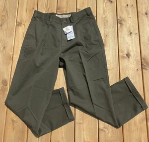Cabelas Casuals Mens Pleated Chino Pants Size 34X30 Green Repels Water And Oil - Picture 1 of 13