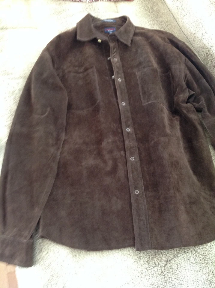 mens suede shirt jacket, dark brown, medium size, tommy jeans (tommy hilfiger) - Image 1 of 1