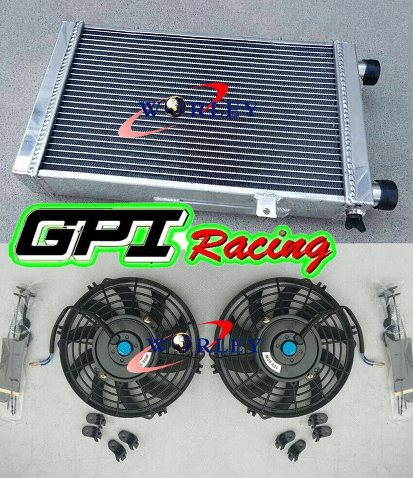 3 Rows aluminum radiator +fans for 1966-1976 Lotus Europa Coupe S1 S2 TC 1.5 1.6 - image 1 of 4