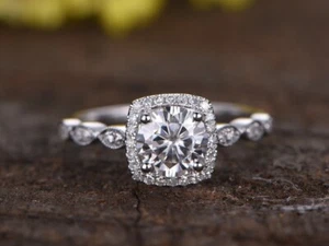 Round Cut 1.24 Ct Lab Grown Diamond Wedding Ring 14K Solid White Gold size 6 - Picture 1 of 7