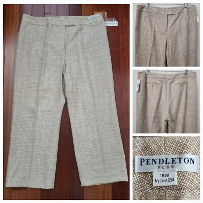 NUEVO CON ETIQUETAS PENDLETON Plus Tejido en Nuestros EE. UU. Mills Lana Mezcla Seda Pantalones Forrados 16W Foto 1 de 4