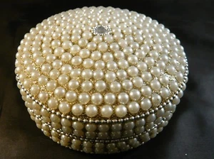HANDMADE PEARL EMBOSSED SHIMMERING TRINKET/RING/PEARL BOXES SET 5 GREAT FOR MOM - Picture 1 of 12