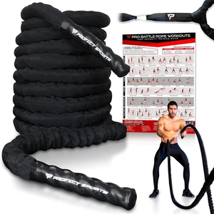 Battle Ropes 50 Fuß Heavy Duty Battle Rope mit Schutzhülle schwarz, Kunststoff, - Bild 1 von 12