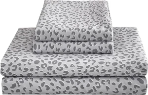 Sábanas de cama Queen con estampado de guepardo de leopardo, sábanas de microfibra suave y pillo - Imagen 1 de 12